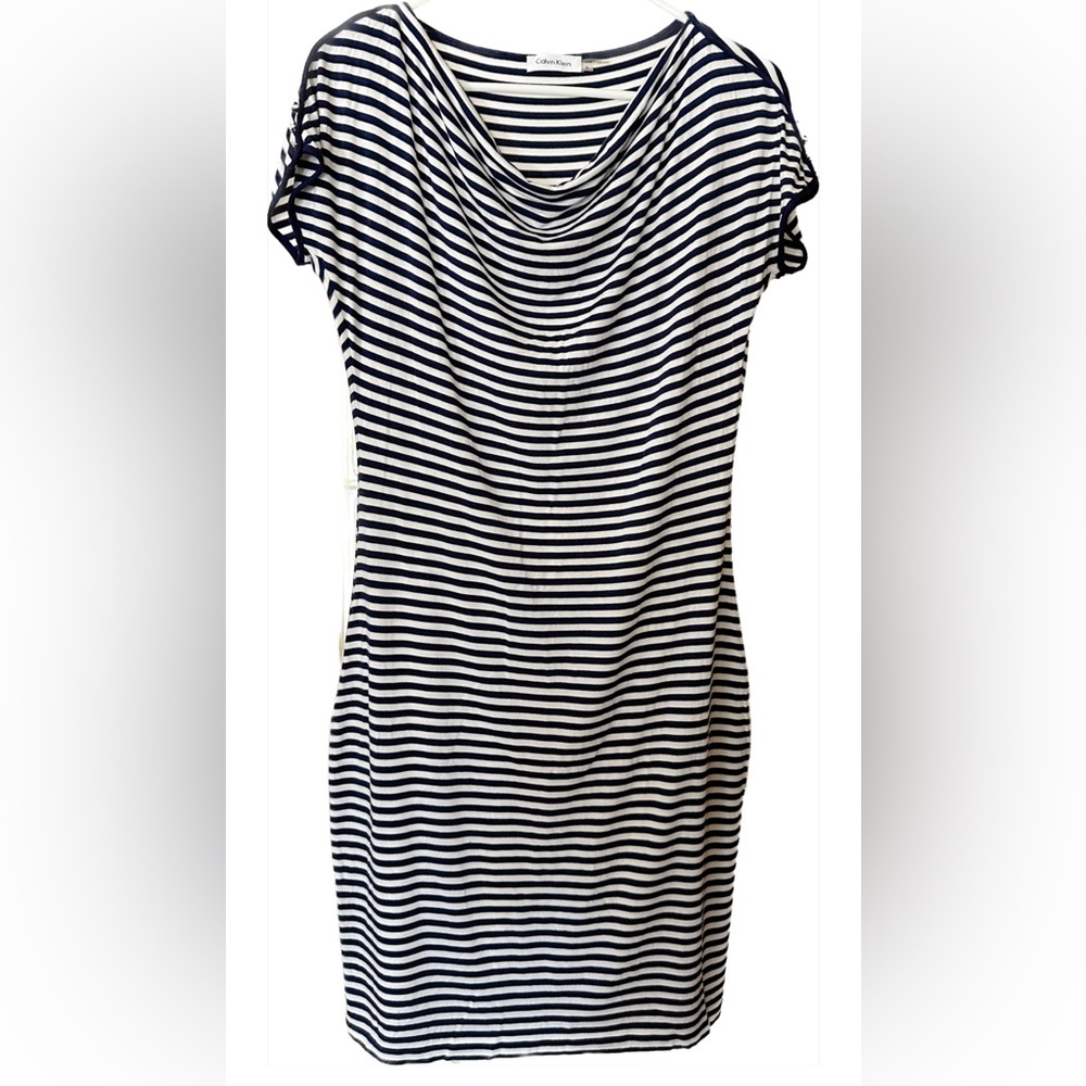Nautical Cowl-neck Midi Dress by Calvin Klein